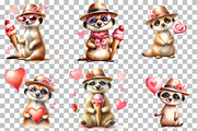 Watercolor Valentine Day Meerkat, an Illustration by DreamCafeArt (Thumbnail 3 of 6)