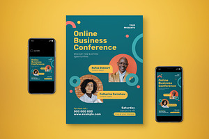 Online Business Conference Flyer Set