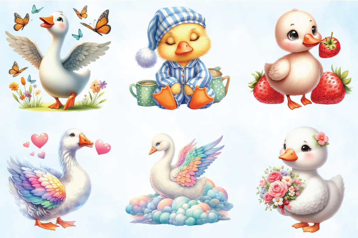 Cute Goose Clipart PNG, an Illustration by Craft Nest (Photo 4 of 5)