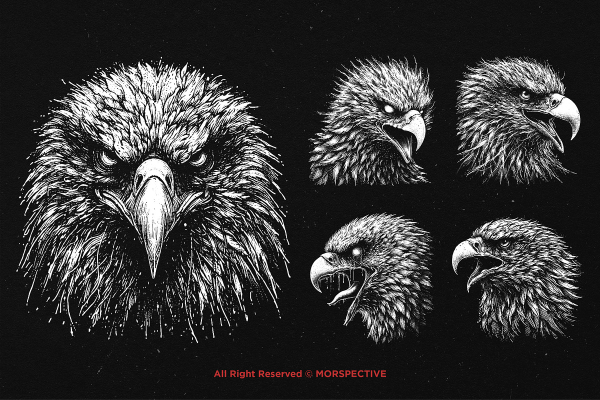 10 Bundle Dark Art Eagle Bird Head, an Illustration by Morspective (Photo 3 of 7)