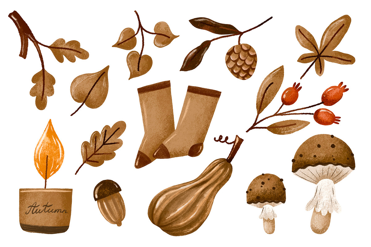 Cozy Autumn Set. Fall in Forest, an Object Graphic by the_myro