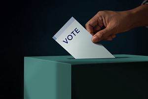 lection Concept. Person Dropping a Ballot Card into the Vote Box, a Photo by salmon.black