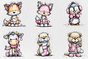 Quirky Pink Christmas Animal Clipart, an Illustration by Rose Art (Thumbnail 2 of 7)