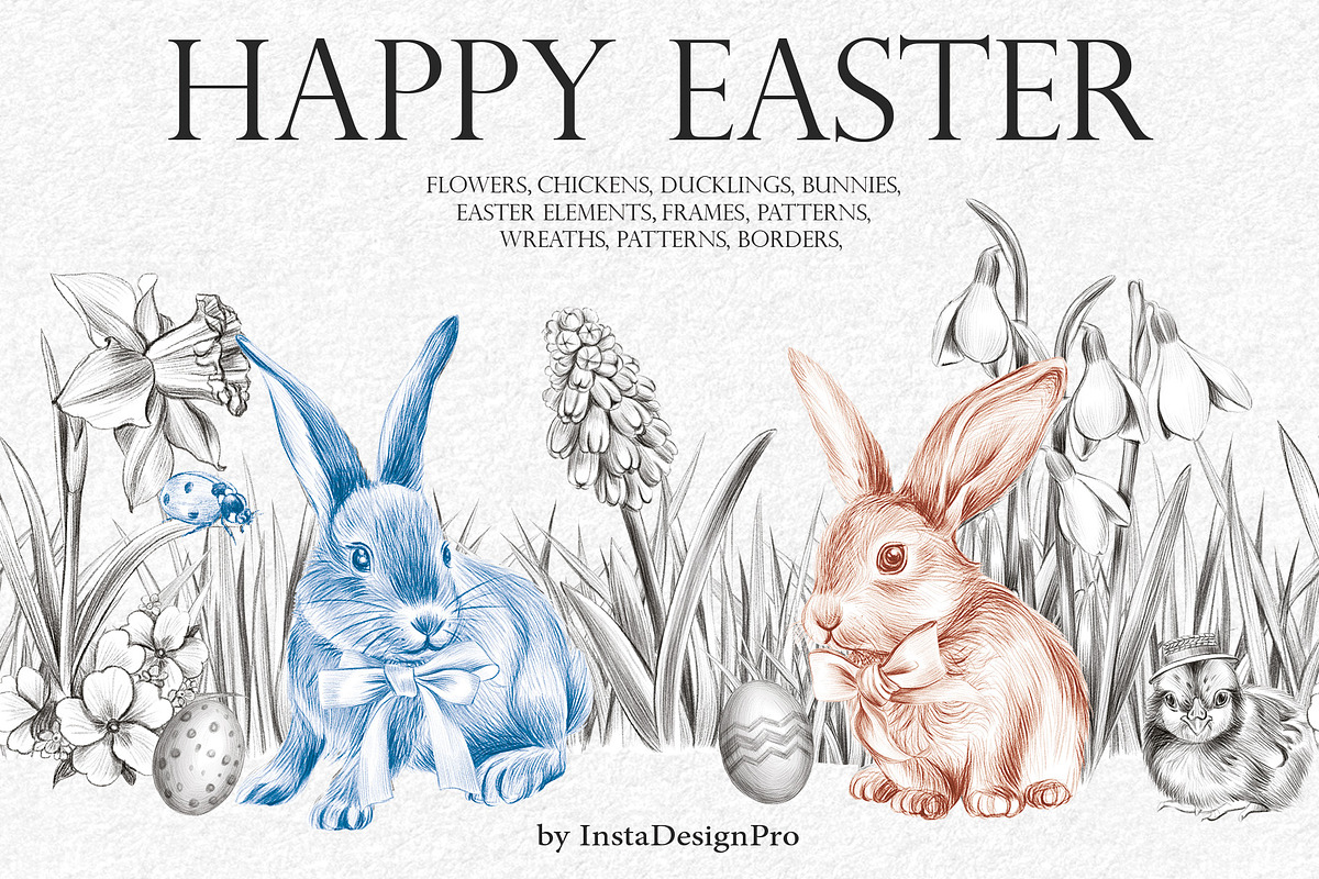 Easter Animals Hand Drawn Clipart, an Animal Illustration by InstaDesignPro (Photo 14 of 14)