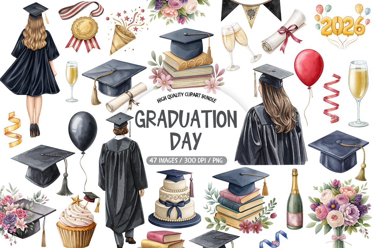 Class of 2026 Graduation Clipart, an Illustration by TatiMockup (Photo 1 of 4)
