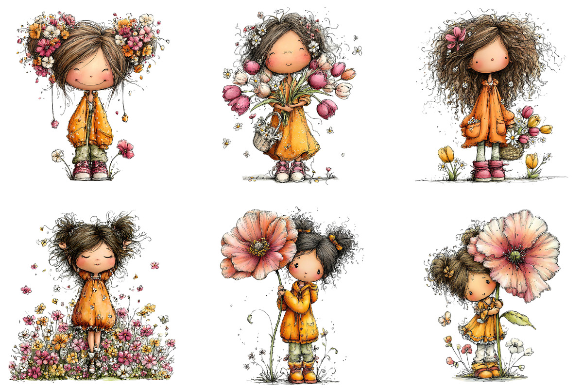 Whimsical Girl & Flower Spring PNG, an Illustration by CraftArtStudio (Photo 5 of 6)