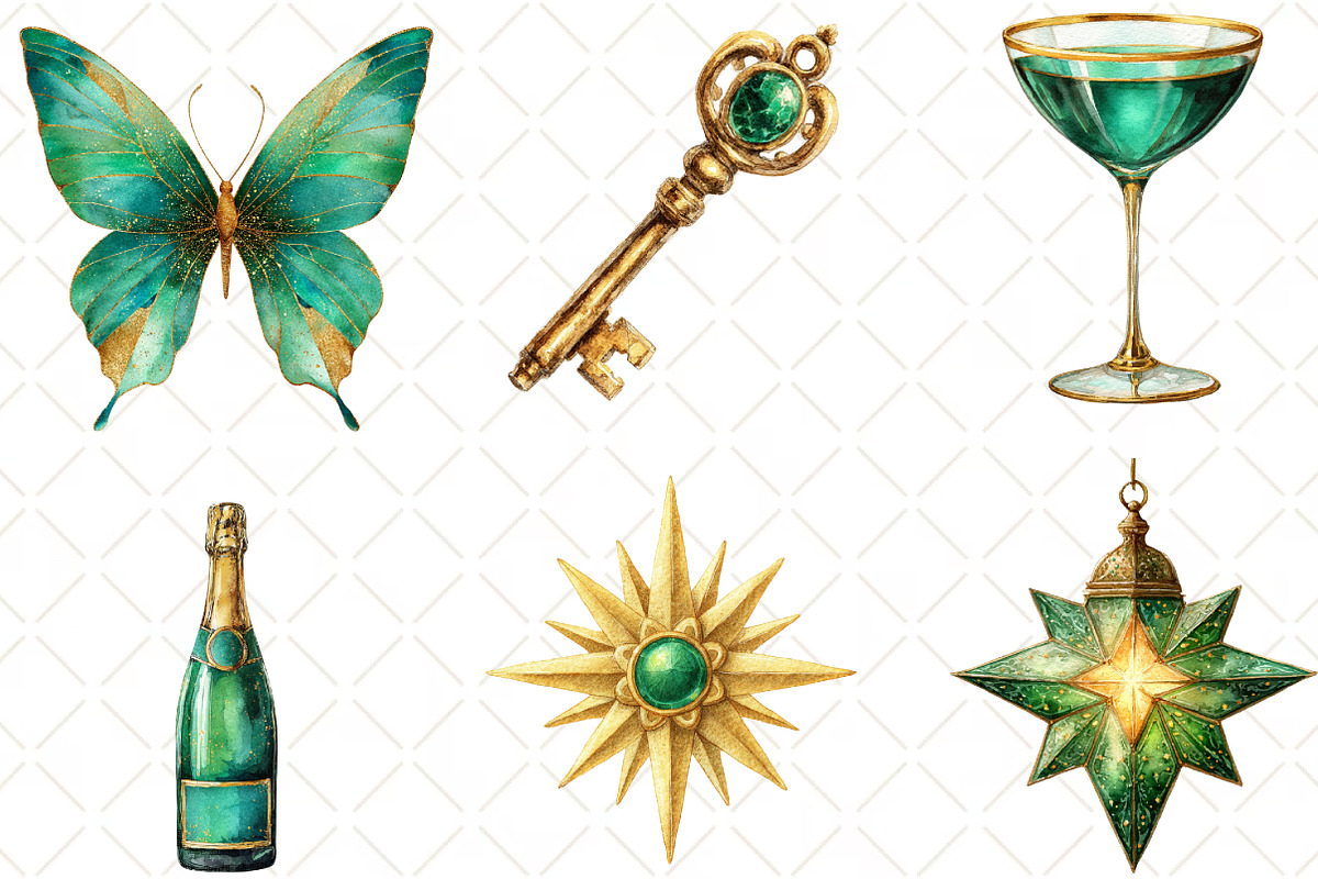 Emerald Nights Green Gold New Year, an Illustration by Black Bird Studio (Photo 5 of 6)