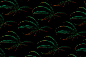 Dark seamless pattern featuring green cannabis leaves on a black, a Health & Medical Photo by Ales Munt