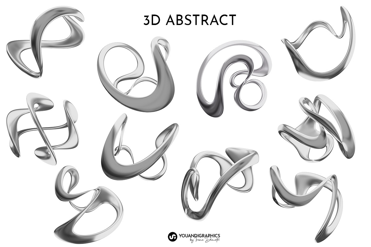Liquid Chrome Abstract 3D Elements, an Object Graphic by Youandigraphics (Photo 12 of 13)