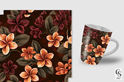 Moody Fall Plumeria Seamless Pattern, a Pattern Graphic by Creative Store (Thumbnail 3 of 5)