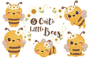 Cute Little Bees Clipart Set