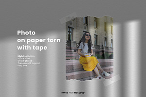 Paper Torn Tape Photo Effect Psd