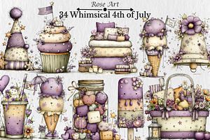 Whimsical 4th of July Clipart, a Seasonal Illustration by Rose Art