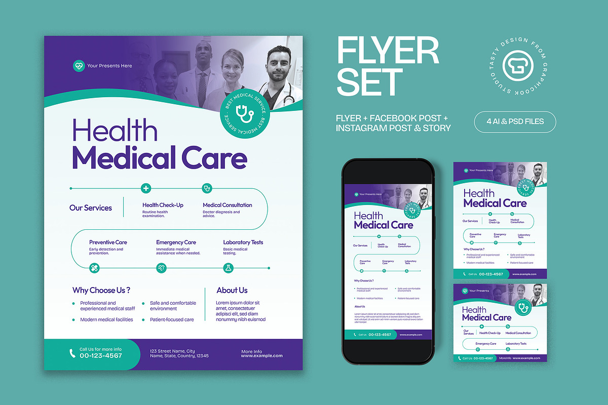 Health Medical Care Flyer, a Flyer Template by graphicook (Photo 1 of 3)