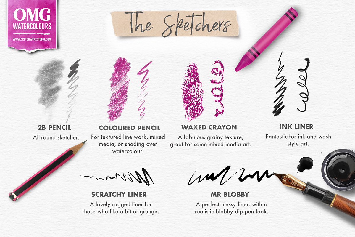 OMG Watercolours for Procreate, a Brushes & More by SketchWerx (Photo 8 of 16)