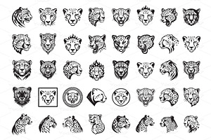 Vector of cheetah head bundle, an Illustration by yod67