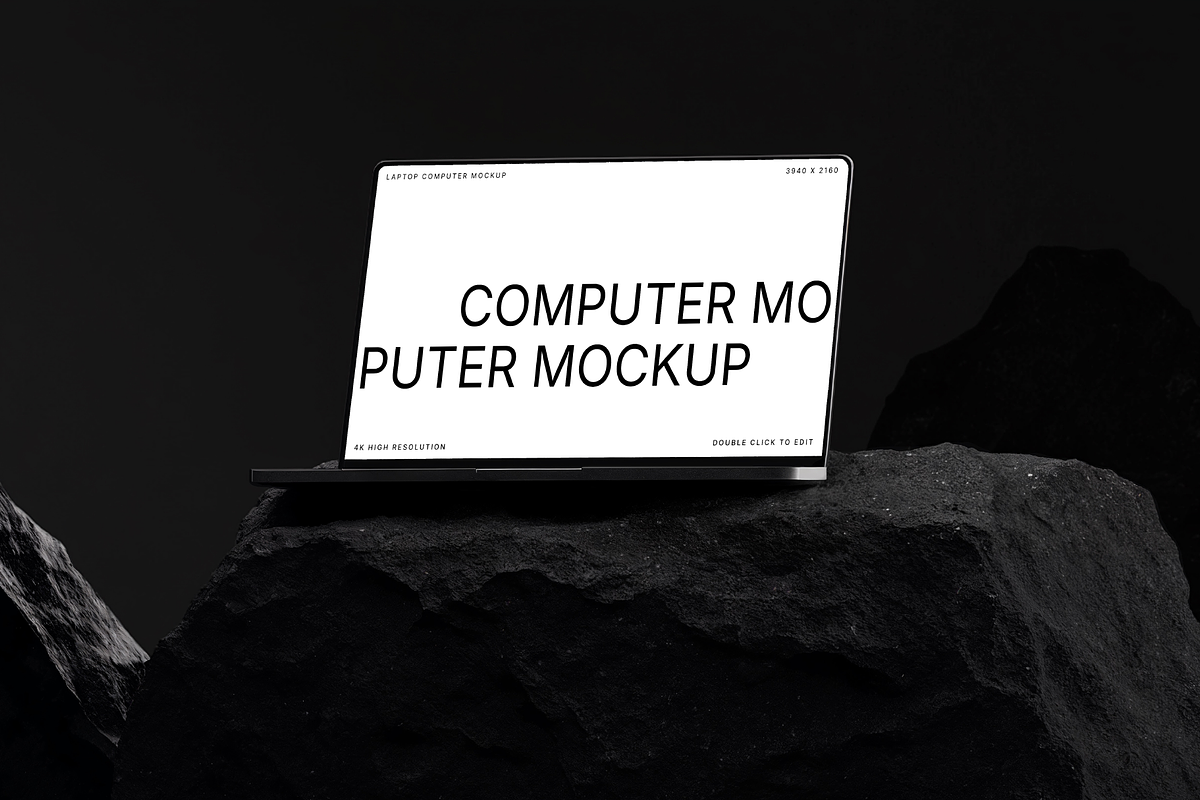 Computer Mockup on Dark Stone, a Mac Mockup by rodrigofkaminski (Photo 2 of 4)