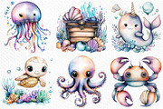Under the Sea Watercolor Clipart PNG, an Illustration by Craft Nest (Thumbnail 3 of 12)
