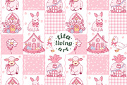 Easter Village Seamless Pattern, a Seasonal Illustration by TitaLivingArt (Thumbnail 1 of 13)