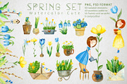 Watercolor Spring Set, a Decorative Illustration by annasokol_ (Thumbnail 1 of 8)
