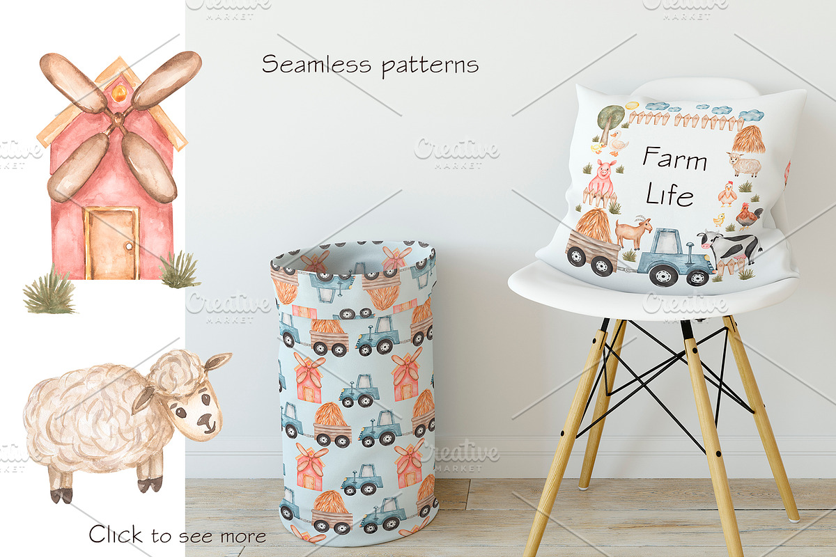 Watercolor Farm Collection, an Animal Illustration by MayaNavits (Photo 4 of 6)