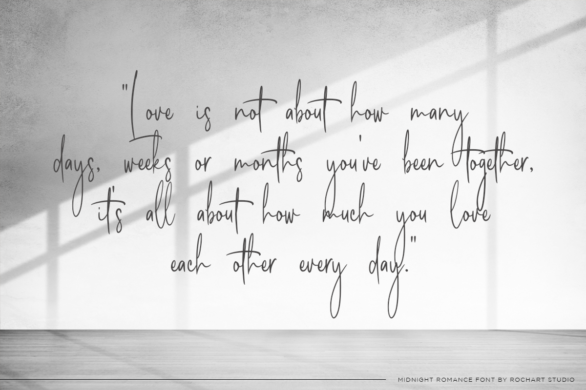 Handwritten Font | Midnight Romance, a Script Font by Rochart (Photo 4 of 7)