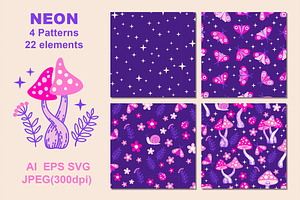 Seamless Pattern Purple Neon