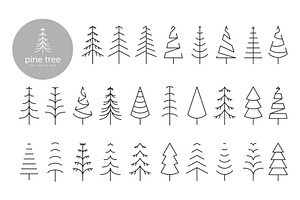 pine tree line art icon logo bundle, a Branding & Logo Template by Pyruos ID