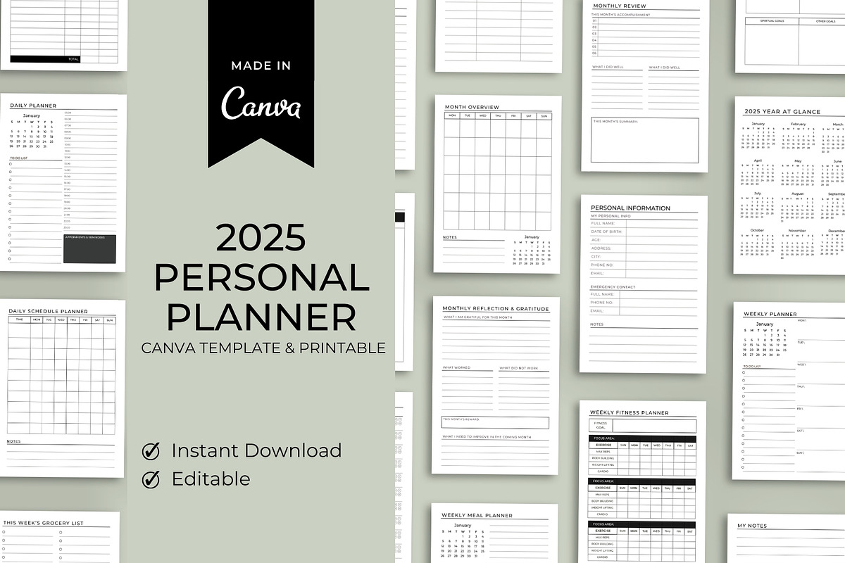 personal planner template canva, a Templates & Theme by Elegant_Studio44 (Photo 2 of 10)