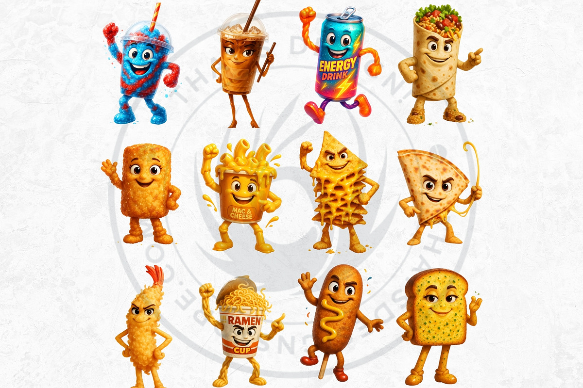 Funny Junk Food Character Cliparts, a Food Illustration by ThatsDesignArt (Photo 6 of 11)