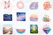 Dreamy Watercolor Creations Clipart, an Illustration by RobertsArt (Thumbnail 2 of 7)