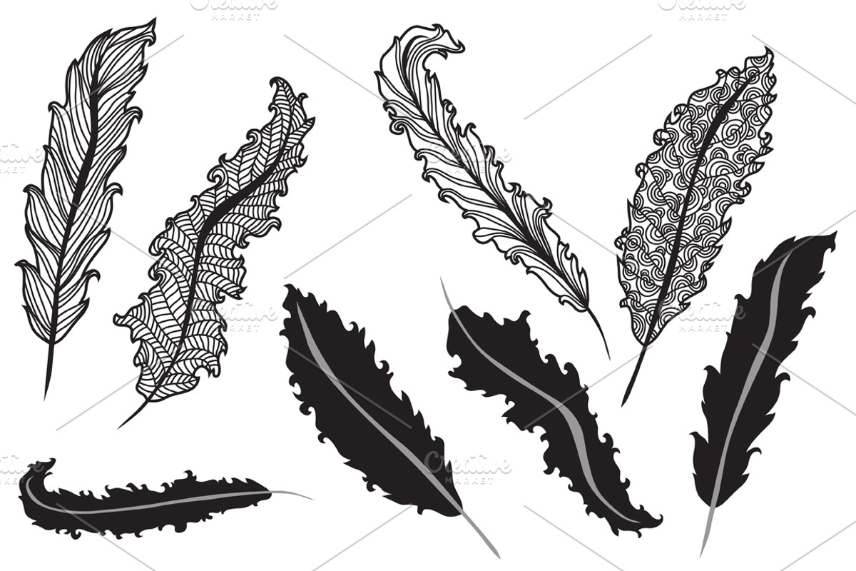 8 Feather Seamless Patterns preview 4