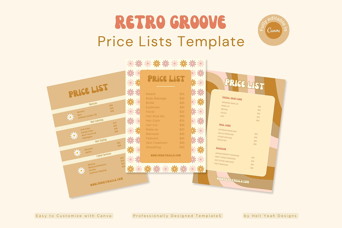 Retro Price List Templates, a Card Template by Hell Yeah Designs (Photo 1 of 6)