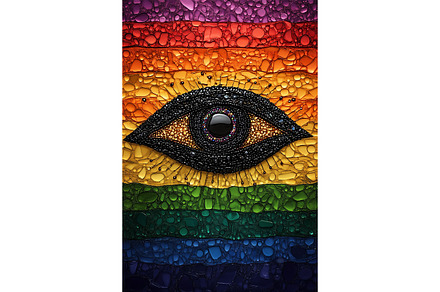 Mosaic Eye Symbol on Color Texture