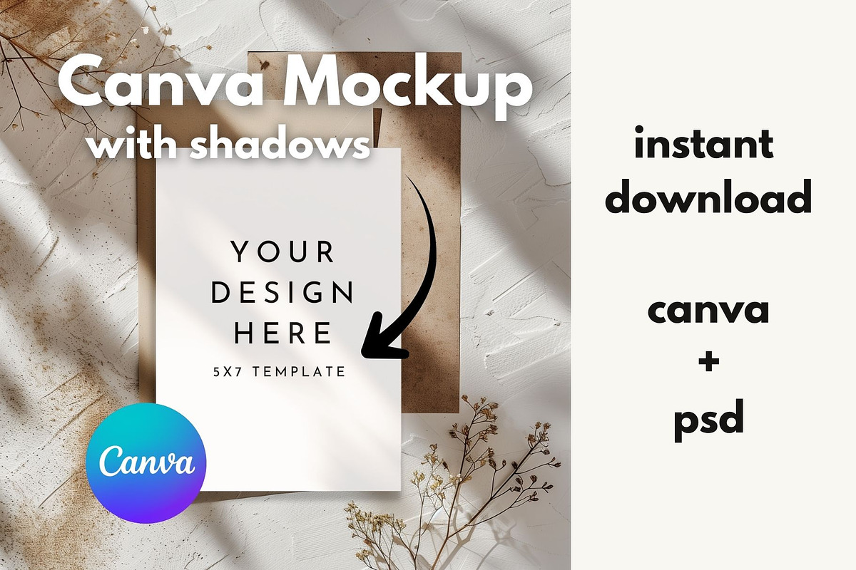 5x7 Invitation Mockup for Canva, a Mockup by PhoebeCreates (Photo 1 of 3)