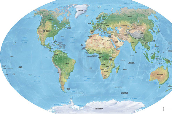 Vector map of world relief preview 4