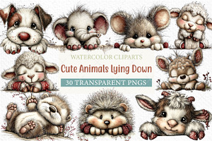 Cute Animals Lying Down Clipart, an Illustration by Craft Nest