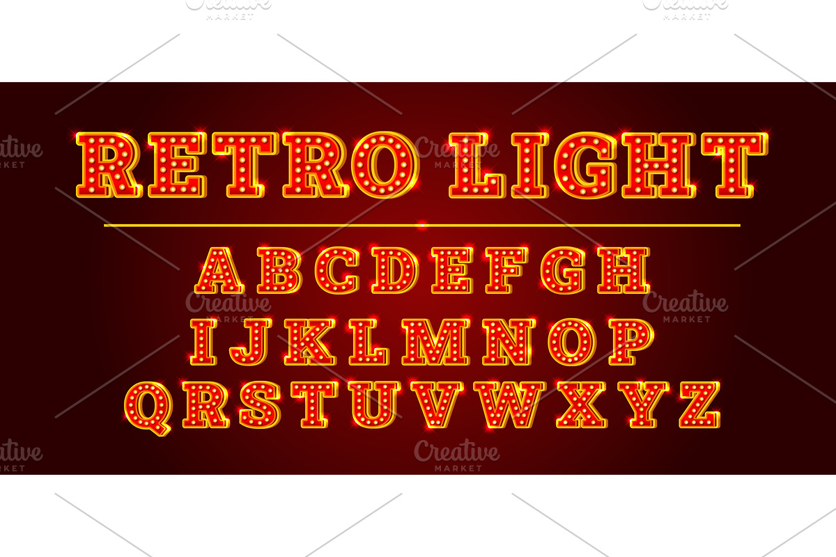 Bulb alphabet. Circus light font, an Illustration by Stock-Smart-Start