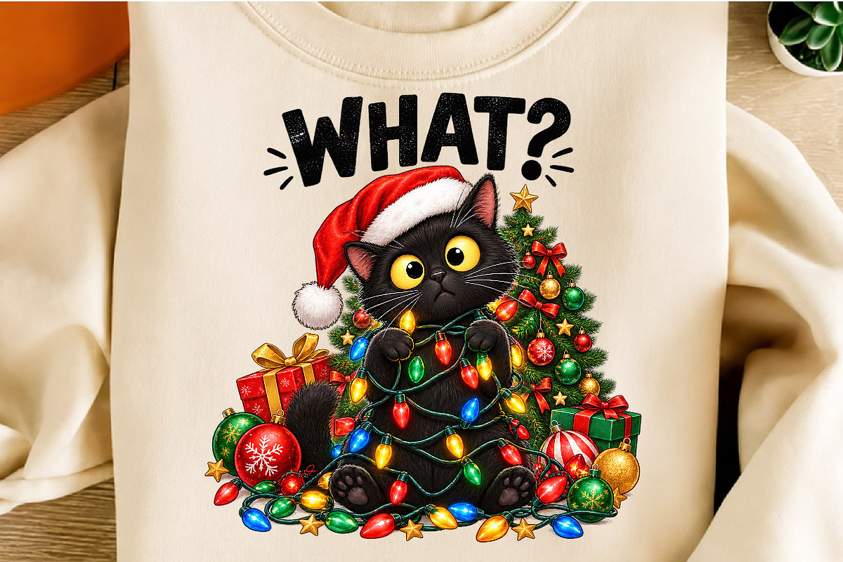 Funny Black Cat Christmas PNG, a Work Illustration by SinaCreation (Photo 2 of 6)