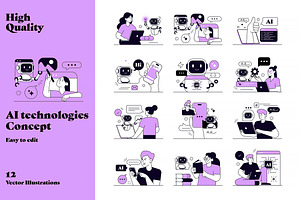 Flat vector illustrations of AI tech, a Person Illustration by Creative Graphics