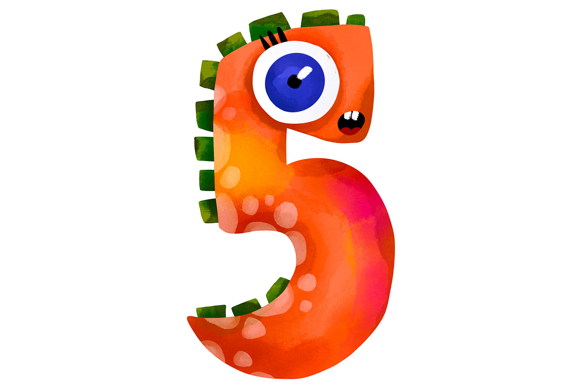 Cute Monster Numbers Clipart Set PNG, an Education Illustration by the_myro (Photo 3 of 12)