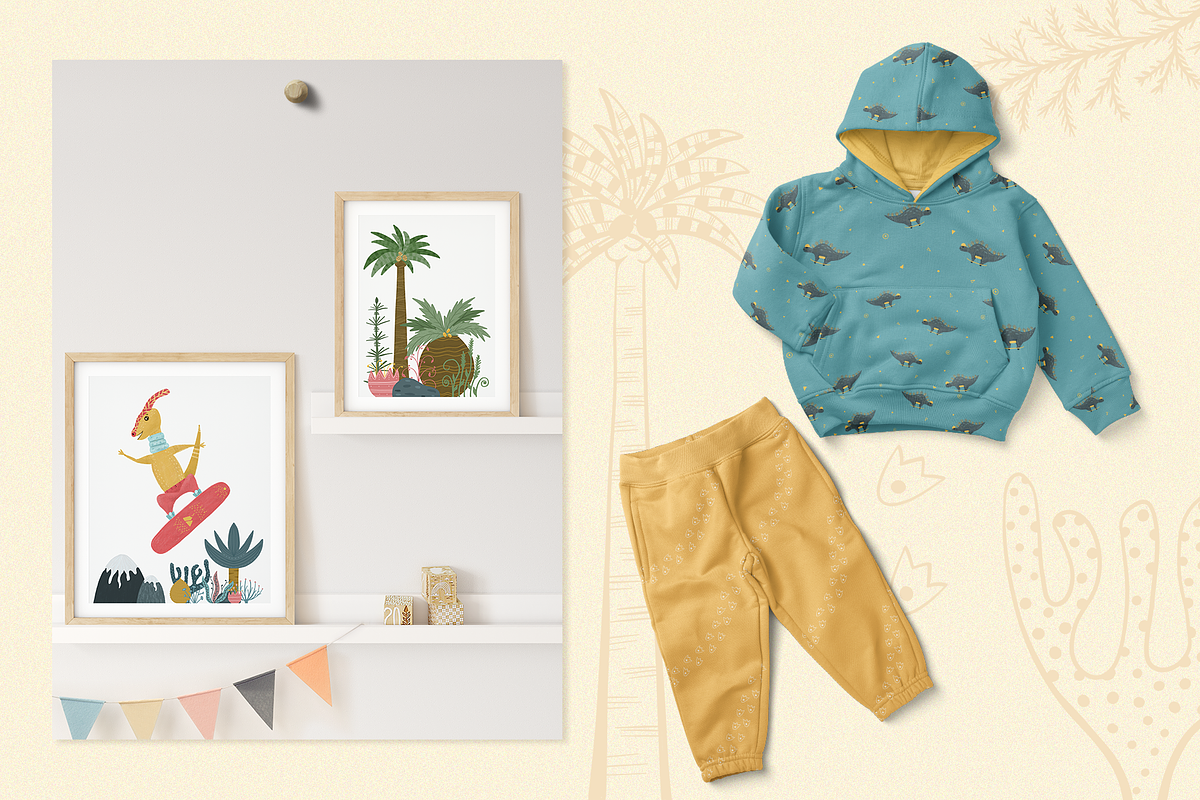 Cute Dinosaurs – Clipart & Patterns, an Animal Illustration by PenguinArtStudio (Photo 4 of 11)