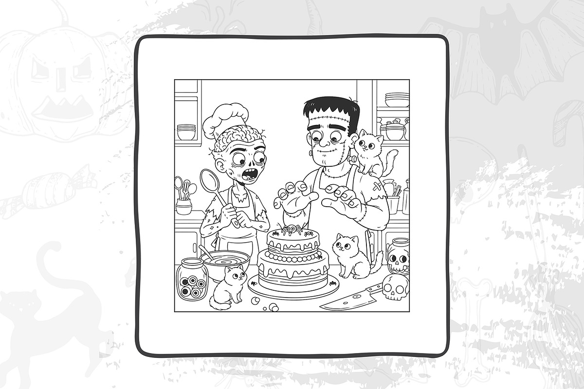 Cute Halloween Coloring Pages, an Illustration by DesignDevisers (Photo 9 of 9)