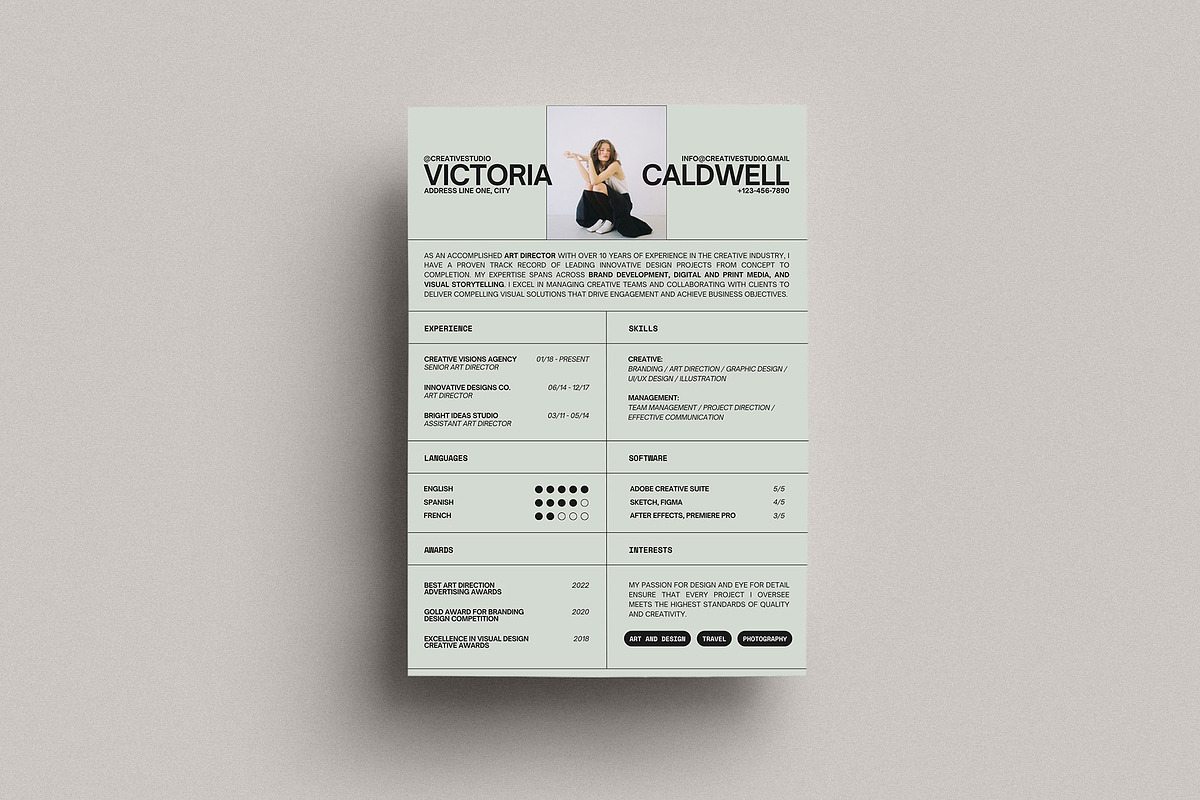 Stylish Canva Resume Template, a Resume Template by Moscovita Studio (Photo 5 of 10)