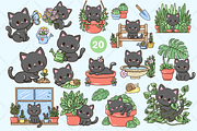 Cute Black Cat Clipart PNG Bundle, an Animal Illustration by Blumensdiary (Thumbnail 4 of 11)