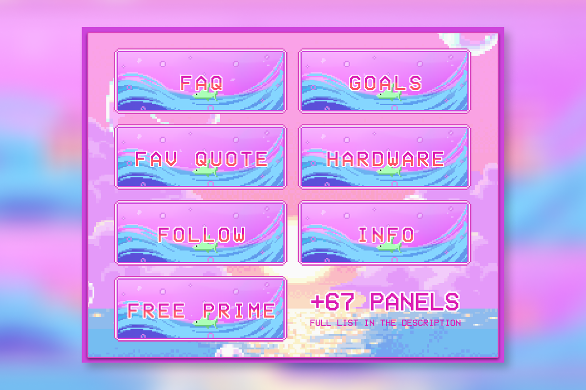 74x Ocean Pixel Panels for Twitch, an Illustration by Custom Fonts & Patterns (Photo 5 of 7)
