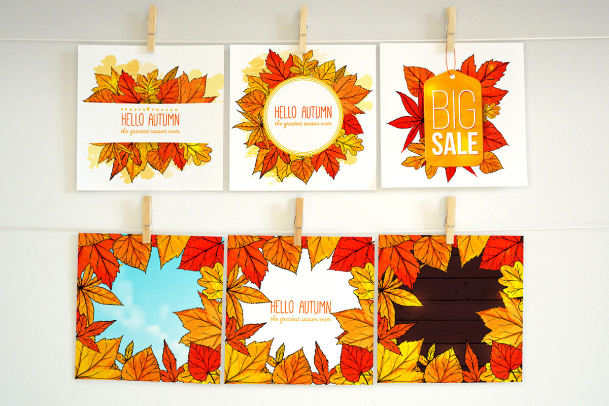Autumn leaves frames and backgrounds, a Decorative Illustration by Anna's Creative Store (Photo 3 of 4)