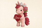 Crochet Faux Yarn Valentine Unicorn, an Illustration by DreamPrint404 (Thumbnail 1 of 8)