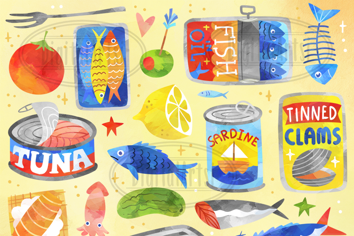 Tinned Fish Clipart, an Illustration by DigitalArtsi (Photo 2 of 3)