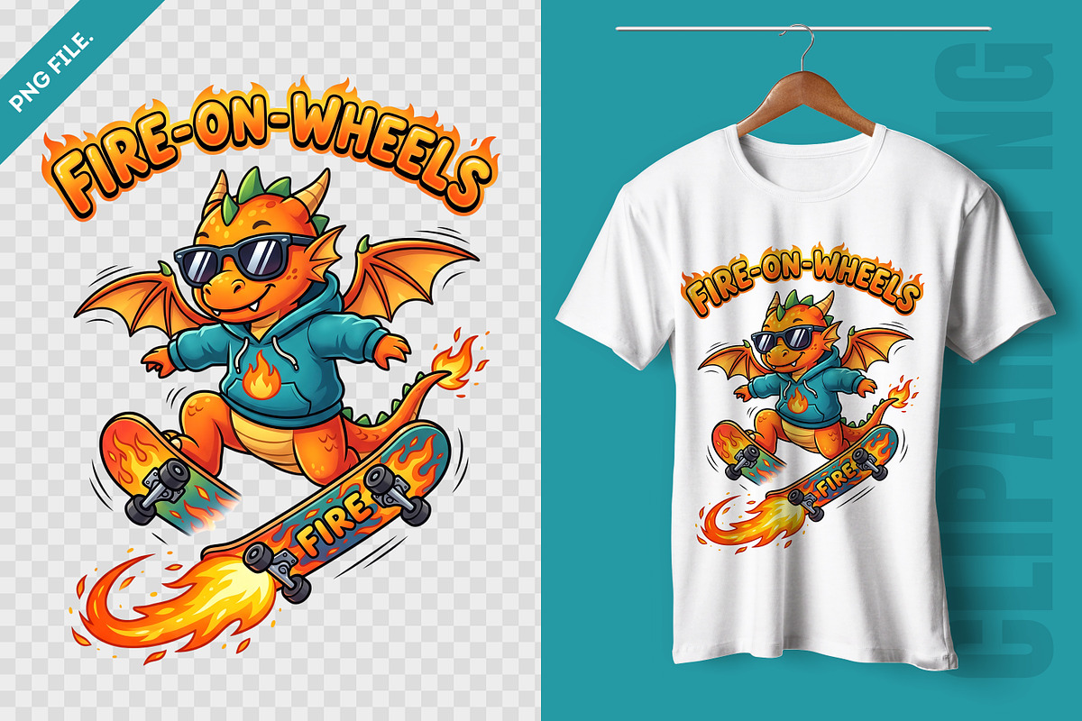 Fire Skating Cute Dragon PNG Clipart, an Animal Illustration by zahidhossainalif (Photo 3 of 3)